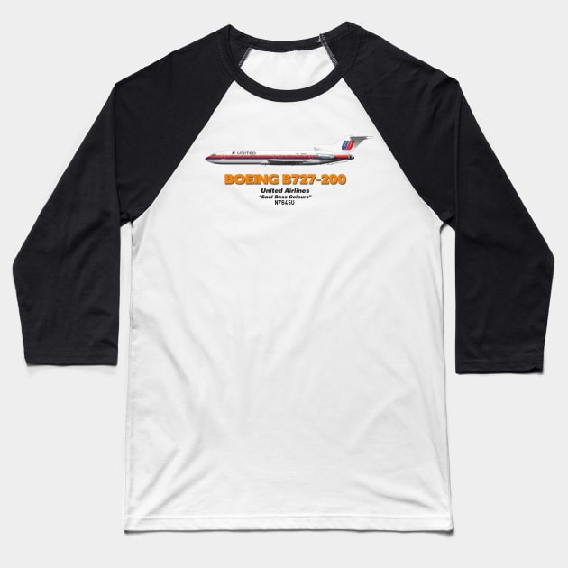 Boeing B727-200 - United Airlines "Saul Bass Colours" Baseball T-Shirt by TheArtofFlying